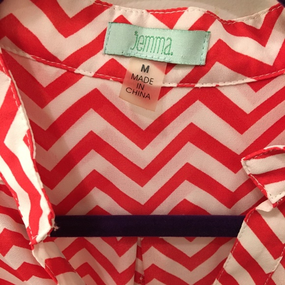 LAST CALL! Jemma White and Pink Chevron Blouse - Picture 4 of 7